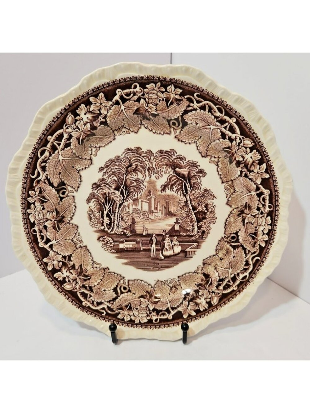 Vintage England Mason's Ironstone Vista Brown Transferware Dinner Plate 10 3/4"